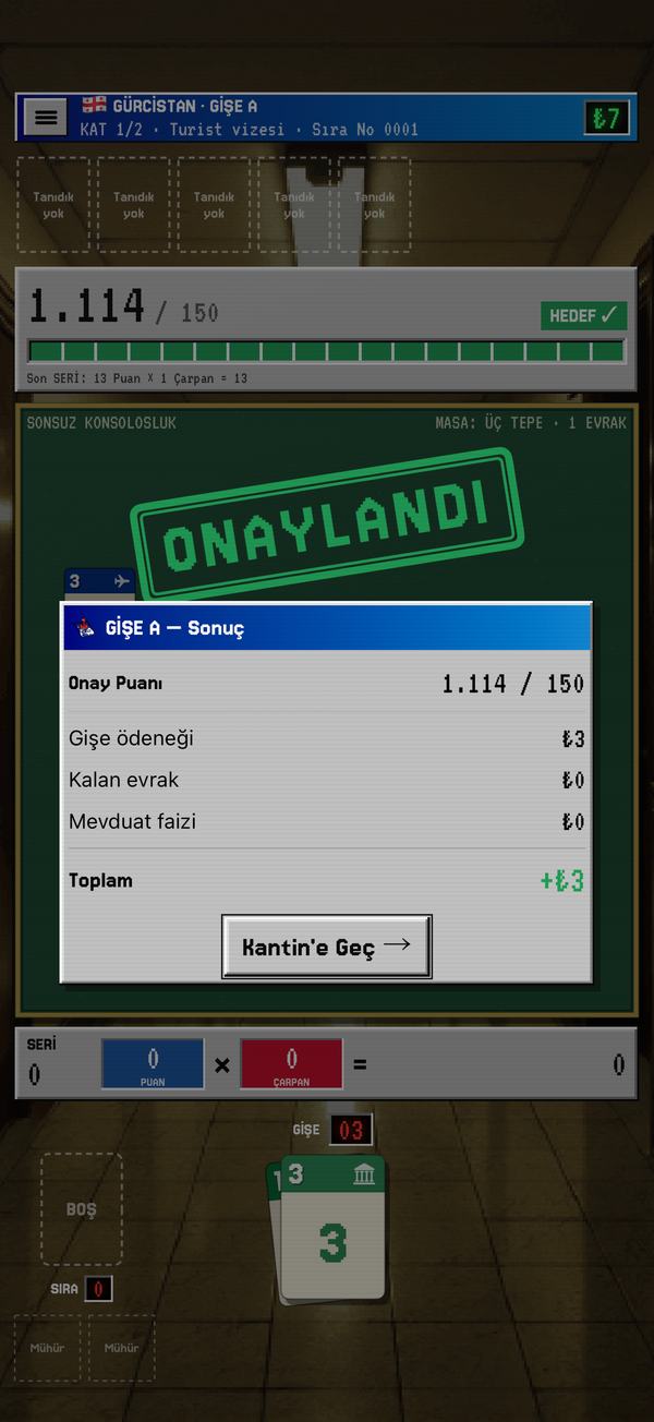 Gişe sonucu penceresi: ONAYLANDI damgası, 1.114 / 150 onay puanı.