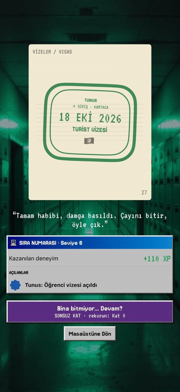 Pasaporta basılan Tunus turist vizesi damgası.